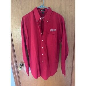 Hartwell Milwaukee Tools Button Down Shirt Mens L Red Long Sleeve Logo Uniform